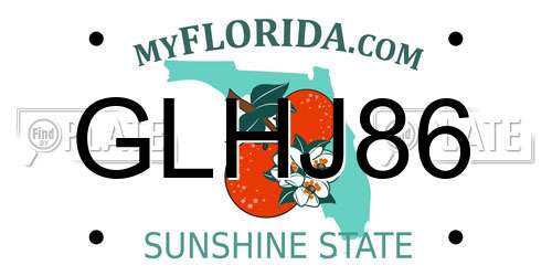 GLHJ86 Florida License Plate