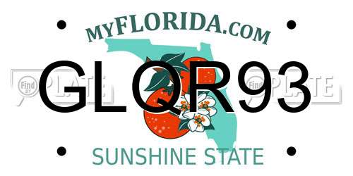 GLQR93 Florida License Plate