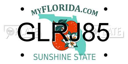 GLRJ85 Florida License Plate