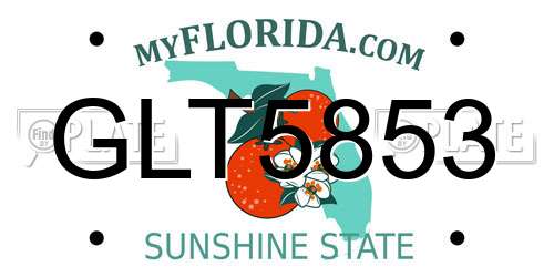 GLT5853 Florida License Plate