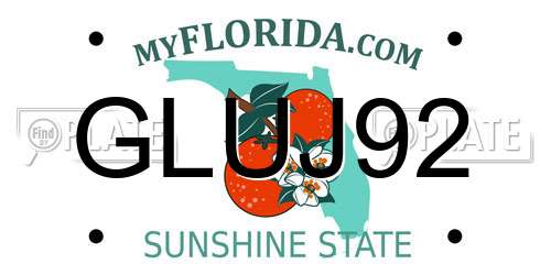 GLUJ92 Florida License Plate