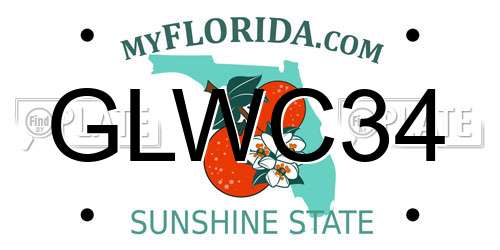 GLWC34 Florida License Plate
