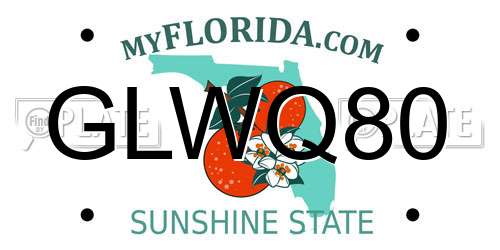 GLWQ80 Florida License Plate