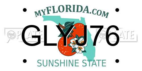 GLYJ76 Florida License Plate