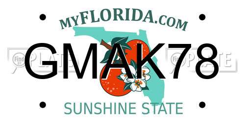 GMAK78 Florida License Plate