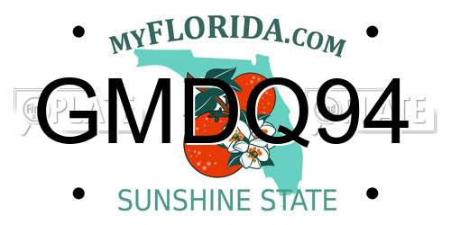 GMDQ94 Florida License Plate