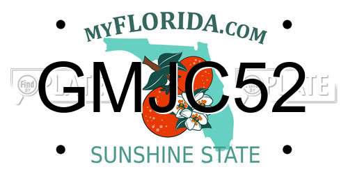 GMJC52 Florida License Plate