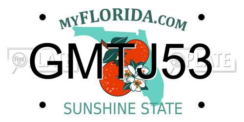 GMTJ53 Florida License Plate