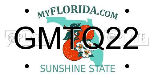 GMTQ22 Florida License Plate