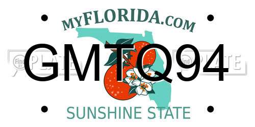 GMTQ94 Florida License Plate