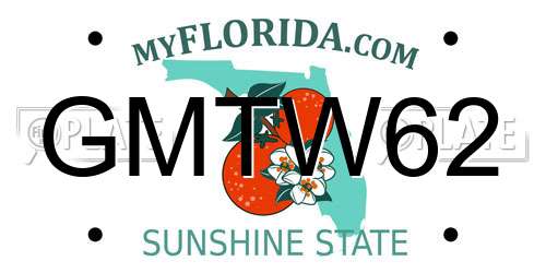 GMTW62 Florida License Plate