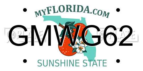 GMWG62 Florida License Plate