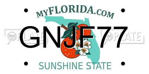 GNJF77 Florida License Plate