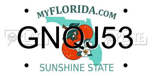 GNQJ53 Florida License Plate