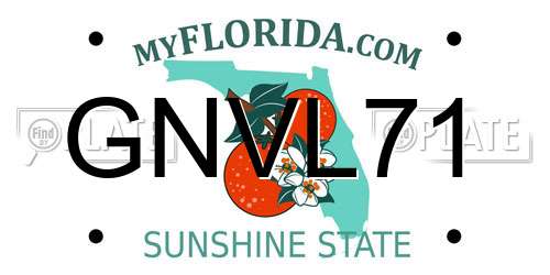 GNVL71 Florida License Plate