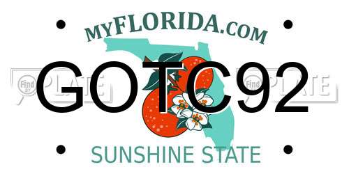 GOTC92 Florida License Plate