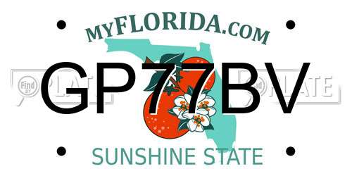 GP77BV Florida License Plate