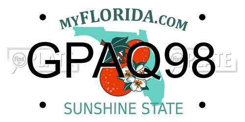 GPAQ98 Florida License Plate