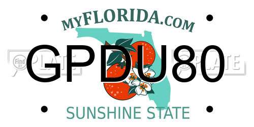 GPDU80 Florida License Plate
