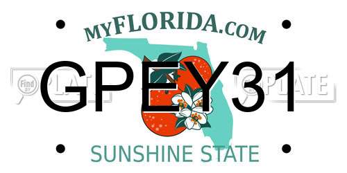 GPEY31 Florida License Plate