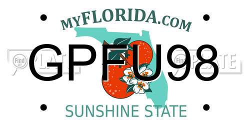 GPFU98 Florida License Plate