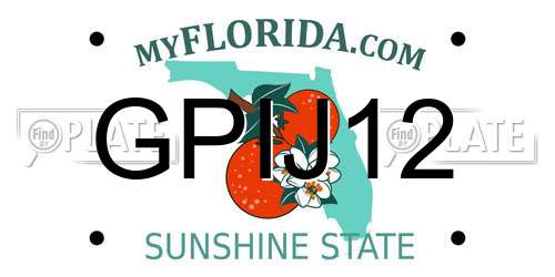 GPIJ12 Florida License Plate