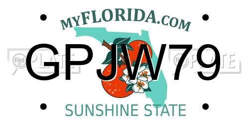 GPJW79 Florida License Plate