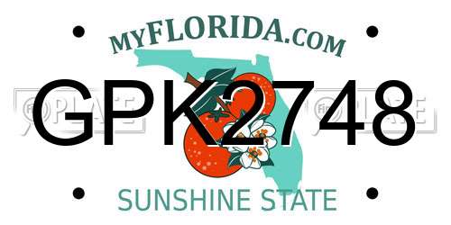 GPK2748 Florida License Plate