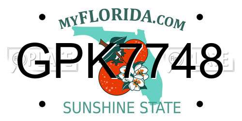 GPK7748 Florida License Plate