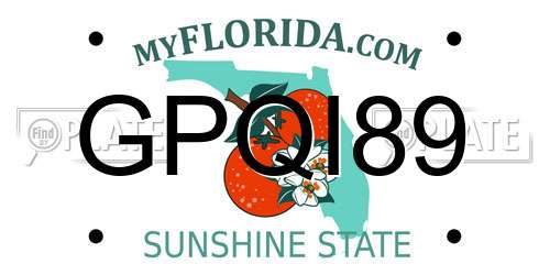 GPQI89 Florida License Plate