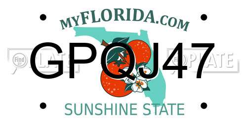 GPQJ47 Florida License Plate
