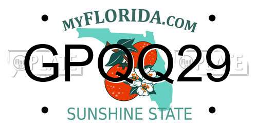 GPQQ29 Florida License Plate