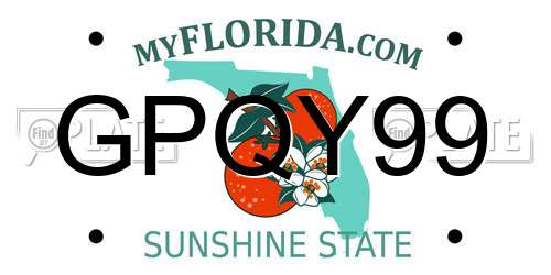 GPQY99 Florida License Plate