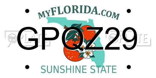 GPQZ29 Florida License Plate