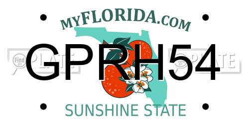 GPRH54 Florida License Plate