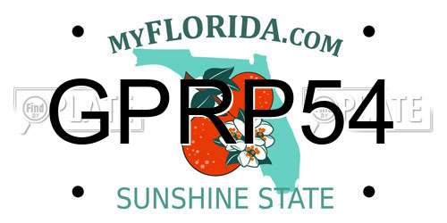 GPRP54 Florida License Plate