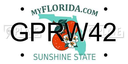 GPRW42 Florida License Plate