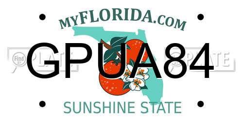 GPUA84 Florida License Plate