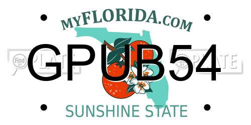GPUB54 Florida License Plate
