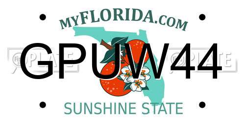 GPUW44 Florida License Plate