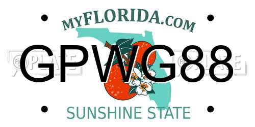 GPWG88 Florida License Plate