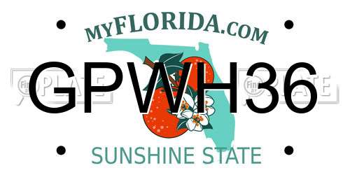 GPWH36 Florida License Plate