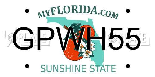 GPWH55 Florida License Plate