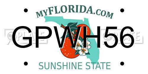 GPWH56 Florida License Plate