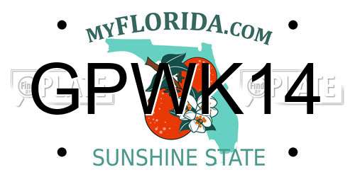 GPWK14 Florida License Plate