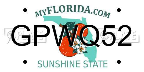 GPWQ52 Florida License Plate