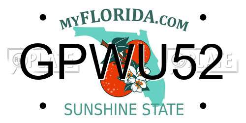 GPWU52 Florida License Plate
