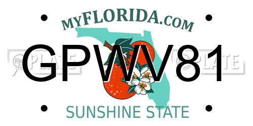 GPWV81 Florida License Plate