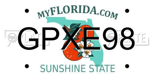 GPXE98 Florida License Plate