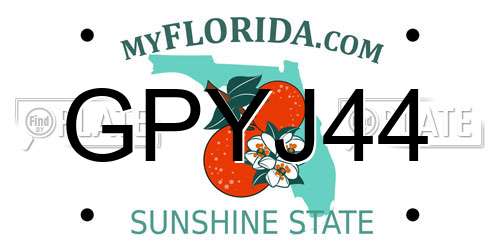 GPYJ44 Florida License Plate
